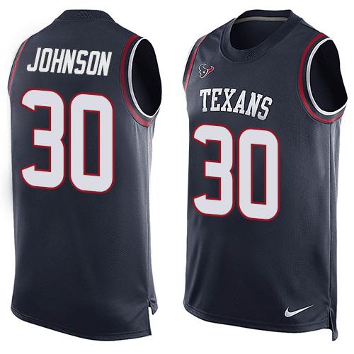 Texans #30 Kevin Johnson Navy Blue Team Color Men's Stitched NFL Limited Tank Top Jersey